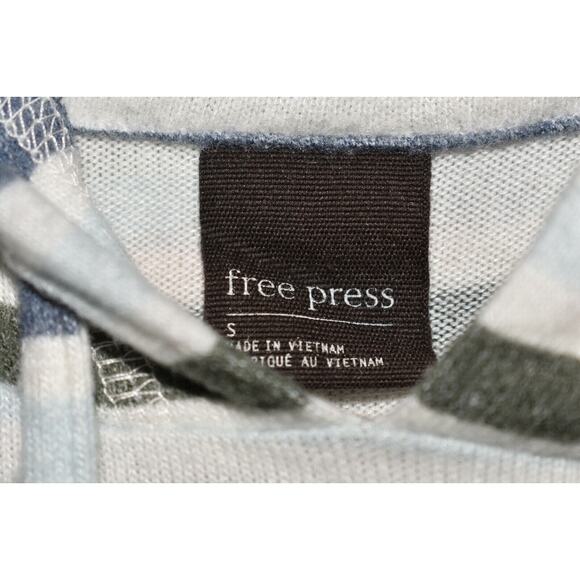 FREE PRESS NEW $30 Long Sleeve Hooded Sleep Shirt Blue Multi Stripe Small - Picture 3 of 3